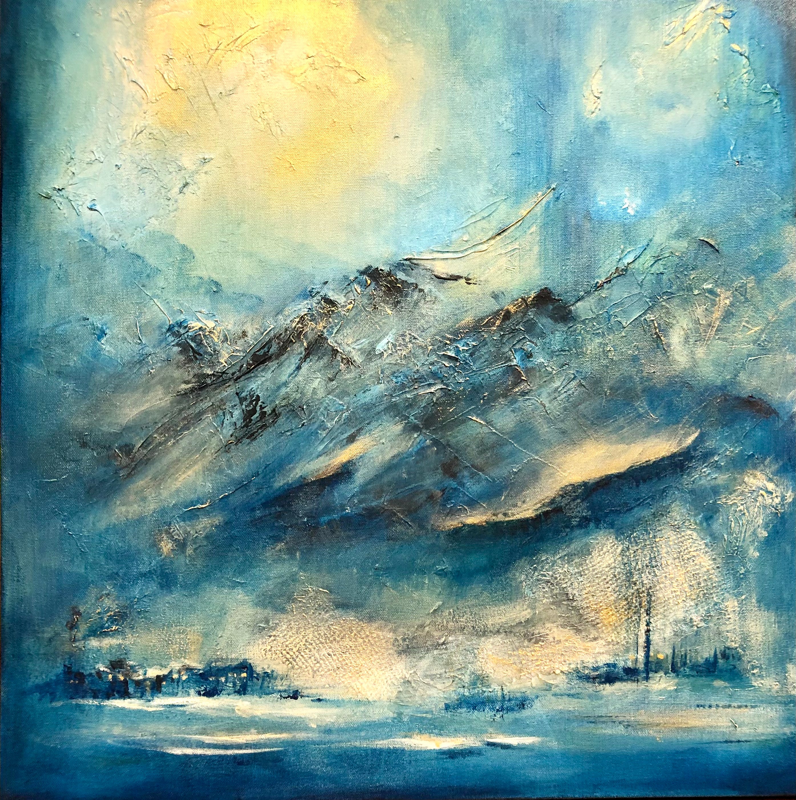 Twilight Mountains -  Semi-Abstract Acrylic Painting