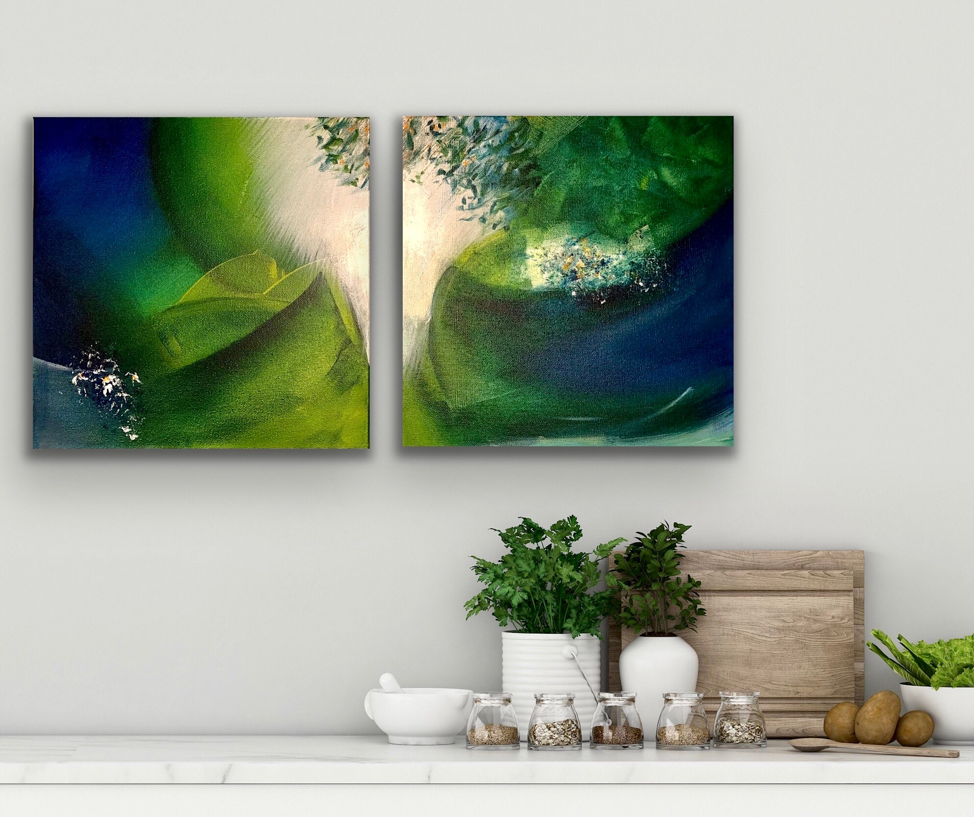 Abstract Acrylic Painting - 2 pieces